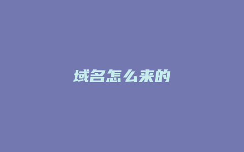 域名怎么来的