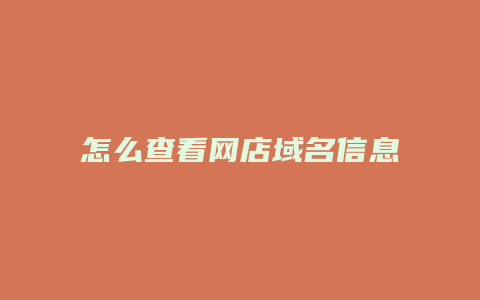 怎么查看网店域名信息