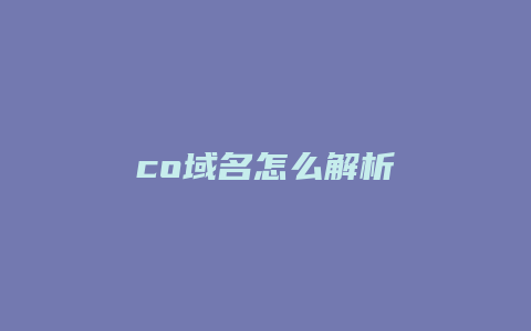 co域名怎么解析