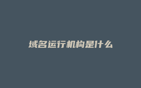 域名运行机构是什么