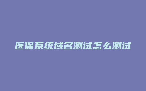 医保系统域名测试怎么测试