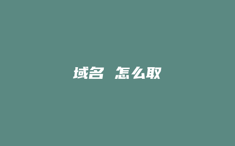 域名 怎么取