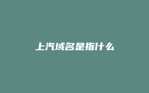 上汽域名是指什么