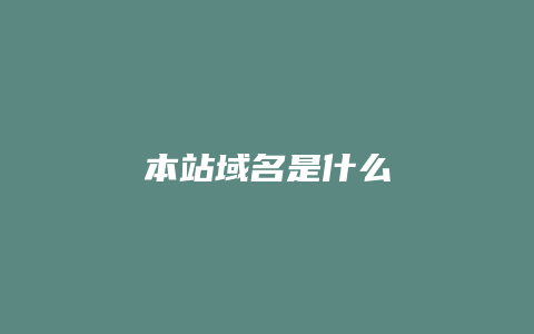 本站域名是什么