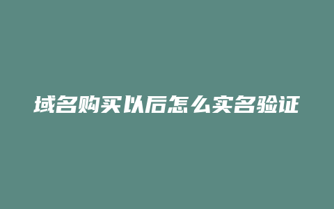 域名购买以后怎么实名验证