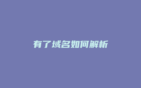 有了域名如何解析