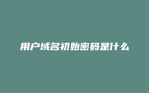 用户域名初始密码是什么
